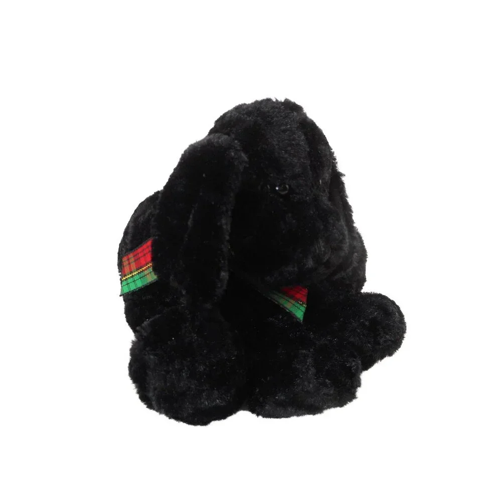 Gund Plush Puppy Jangles Black Lab Poodle Dog Jingle Bell Paws Plaid Bow 6